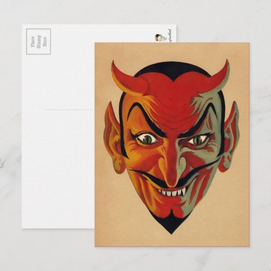 Retro Devil Briefkaart (Voorkant / Achterkant)