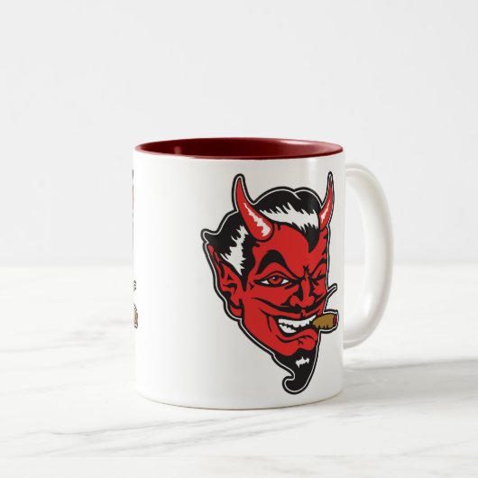 Retro Devil Head Coffee Mok (Voorkant rechts)