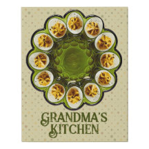Retro Deviled Eggs Faux Wrapped Canvas