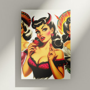 Retro Devilish Pin-up Briefkaart