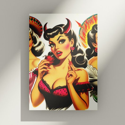 Retro Devilish Pin-up Briefkaart