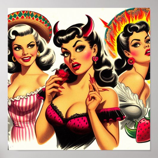 Retro Devilish Pin-up Poster (Voorkant)