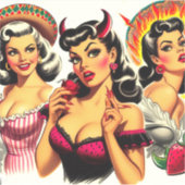 Retro Devilish Pin-up Sticker (Voorkant)
