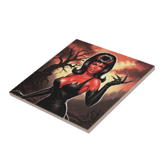 Retro Devilish Pin-up Tegeltje (Zijkant)