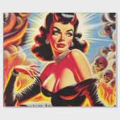 Retro Devilish Pinup Cadeaupapier (Vlak)