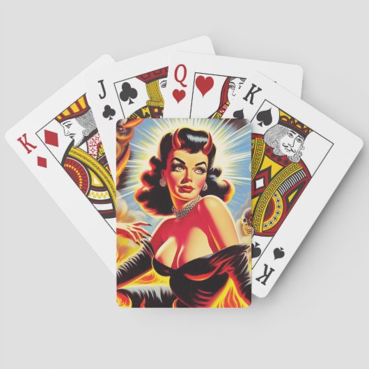 Retro Devilish Pinup Pokerkaarten (Achterkant)