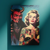 Retro Devilish Tattooed Pin-up Briefkaart