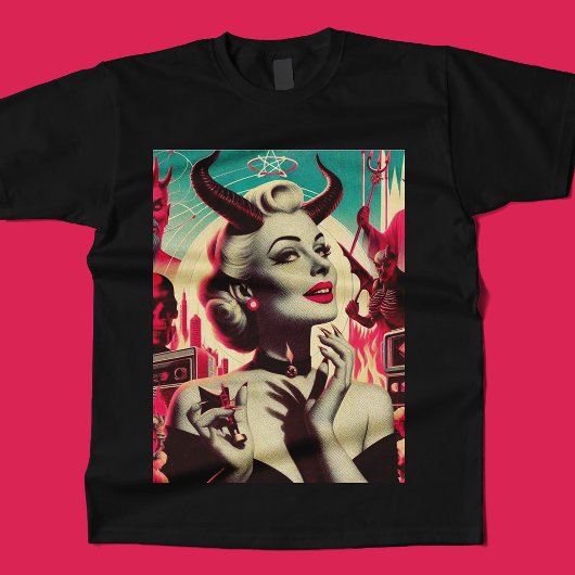 Retro Devilish Woman Collage T-shirt