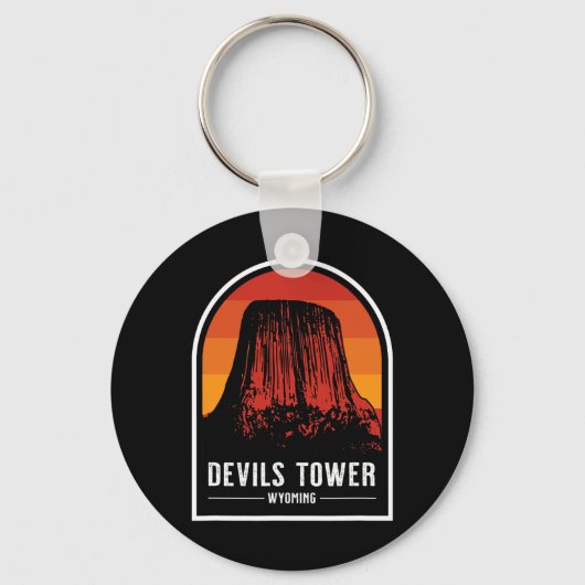 Retro Devils Tower National Monument Wyoming Wande Sleutelhanger (Voorkant)