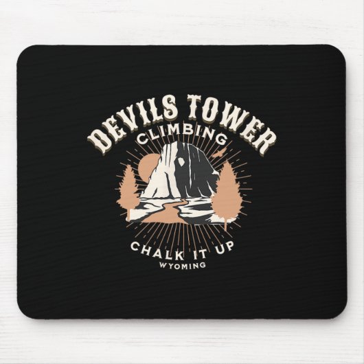 Retro Devils Tower Wyoming Berg Klimmen  Muismat (Voorkant)