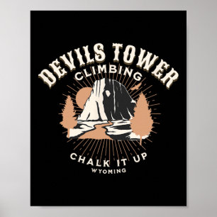 Retro Devils Tower Wyoming Bergrotsklimmen  Poster