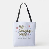 Retro Deze oma Prays Light Blue Canvas tas (Achterkant)