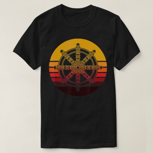Retro Dharmachakra Hindu Sanskriet Boeddhistische  T-shirt (Design voorkant)