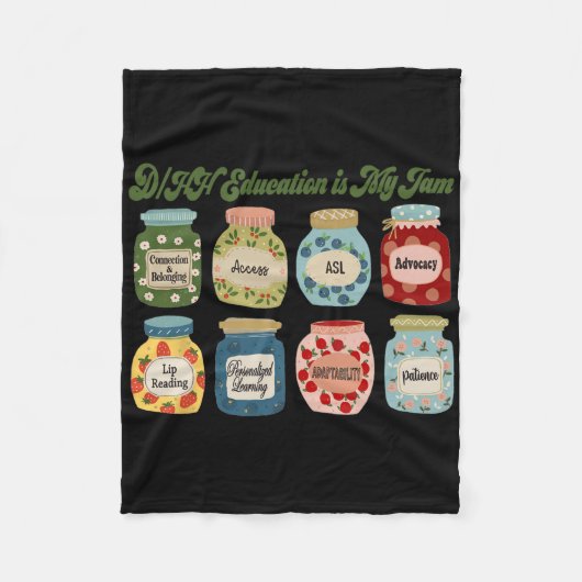 Retro Dhh Education Is My Jam Dhh Itinerant Teache Fleece Deken (Voorkant)