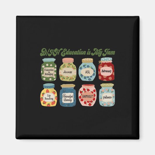 Retro Dhh Education Is My Jam Dhh Itinerant Teache Magneet (Voorkant)