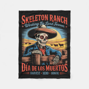 Retro Día De Los Muertos Cowboy Boer Fleece Deken