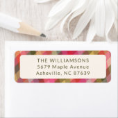 Retro Diagonaal Kerst Plaid Schattige Retouradres Etiket (Insitu)