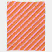 Retro Diagonaal Oranje en Roze Striped Fleece Blan (Voorkant)