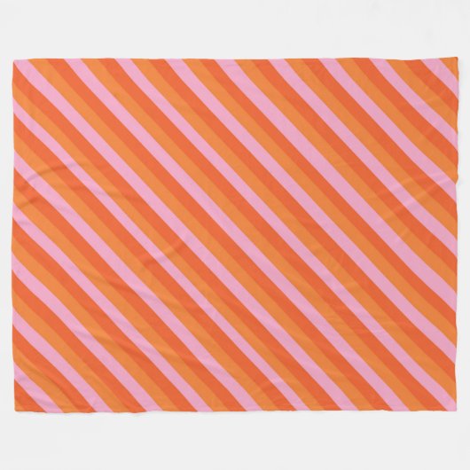 Retro Diagonaal Oranje en Roze Striped Fleece Blan (Voorkant (Horizontaal))