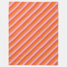 Retro Diagonaal Oranje en Roze Striped Fleece Blan