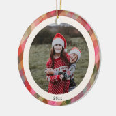 Retro Diagonal Christmas Plaid Schattigee foto 202 Keramisch Ornament (Links)