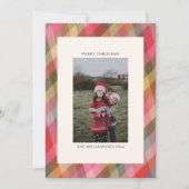Retro Diagonale Kerst Plaid Schattigee Preppy Foto Feestdagenkaart (Voorkant)