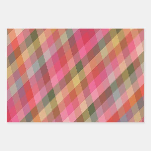 Retro Diagonale Kerst Plaid Schattigee Preppy Vaka Inpakpapier Vel (Voorkant 3)