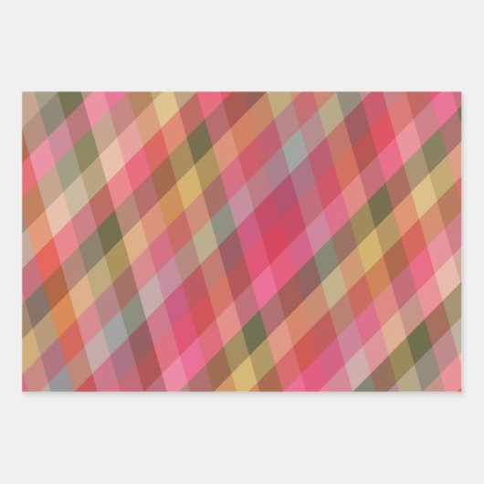 Retro Diagonale Kerst Plaid Schattigee Preppy Vaka Inpakpapier Vel (Voorkant 2)