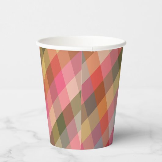 Retro Diagonale Kerst Plaid Schattigee Preppy Vaka Papieren Bekers (Rechts)