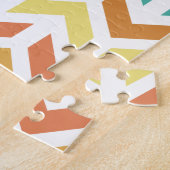 Retro diamant in cirkelpatroon blauw groen goud legpuzzel (Zijkant)