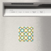 Retro diamant in cirkelpatroon blauw groen goud magneet (Insitu (Vaatwasser))