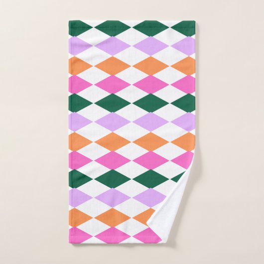 Retro Diamant Patroon Kleurrijk Mid Century Modern Bad Handdoek (Handdoek)