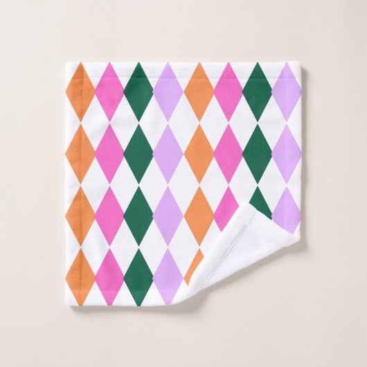 Retro Diamant Patroon Kleurrijk Mid Century Modern Bad Handdoek (Wasdoekje)
