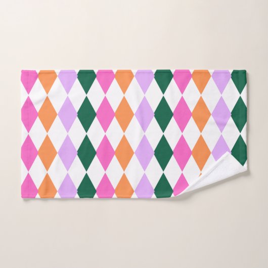 Retro Diamant Patroon Kleurrijk Mid Century Modern Bad Handdoek (Handdoek)