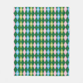 Retro diamanten kerstkleuren groen, rood en blauw fleece deken (Voorkant)