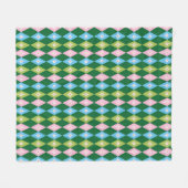 Retro diamanten kerstkleuren groen, rood en blauw fleece deken (Voorkant (Horizontaal))