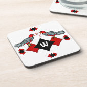 Retro Diamanten, Vogels en Hartwormen_Monogrammed Drankjes Onderzetter (Linkerzijde)