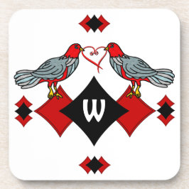 Retro Diamanten, Vogels en Hartwormen_Monogrammed Drankjes Onderzetter