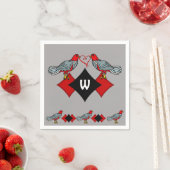 Retro Diamanten, Vogels en Hartwormen_Monogrammed Servet (Insitu)