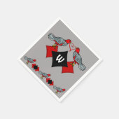 Retro Diamanten, Vogels en Hartwormen_Monogrammed Servet (Hoek)