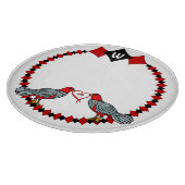 Retro Diamanten, Vogels en Hartwormen_Monogrammed Snijplank (Hoek)