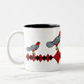 Retro Diamanten, Vogels en Hartwormen_Monogrammed Tweekleurige Koffiemok (Links)