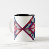 Retro Diamond Geometrie – Vet Kleurrijk Tweekleurige Koffiemok (Voorkant links)