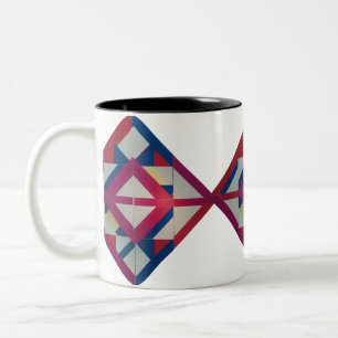 Retro Diamond Geometrie – Vet Kleurrijk Tweekleurige Koffiemok