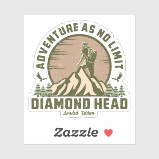 Retro Diamond Head Hike Sunset Sticker (Vel)