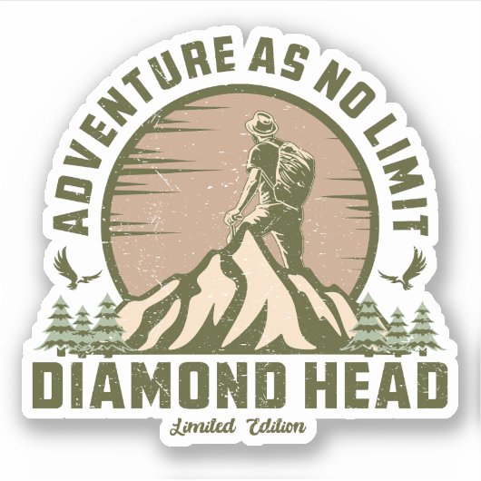 Retro Diamond Head Hike Sunset Sticker (Voorkant)