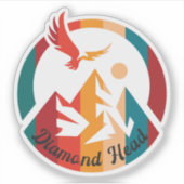 Retro Diamond Head Hike Sunset Sticker (Voorkant)