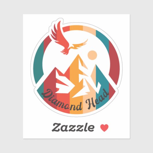 Retro Diamond Head Hike Sunset Sticker (Vel)