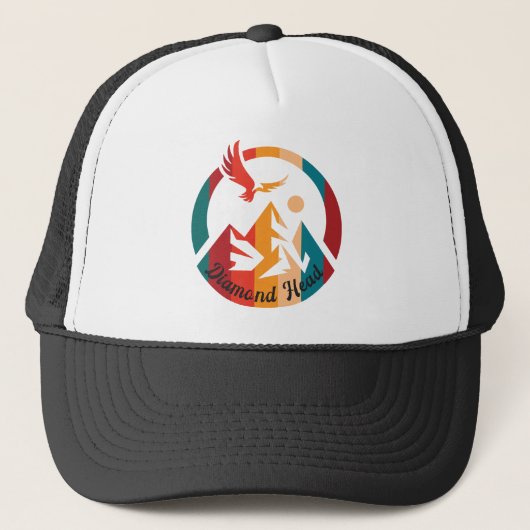 Retro Diamond Head Hike Sunset Trucker Pet (Voorkant)