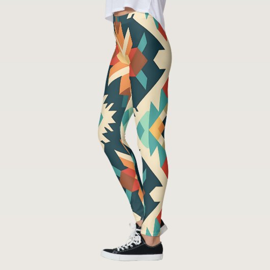 Retro Diamond Ikat patroon Leggings (Links)
